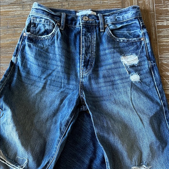 KanCan High Rise Distressed 90's Flare Medium Wash Denim Jeans Size 3/25 - Picture 6 of 15